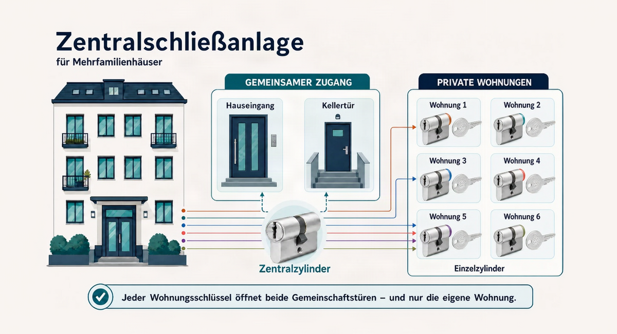 Zentralschließanlage – ein Schlüssel je Mieter